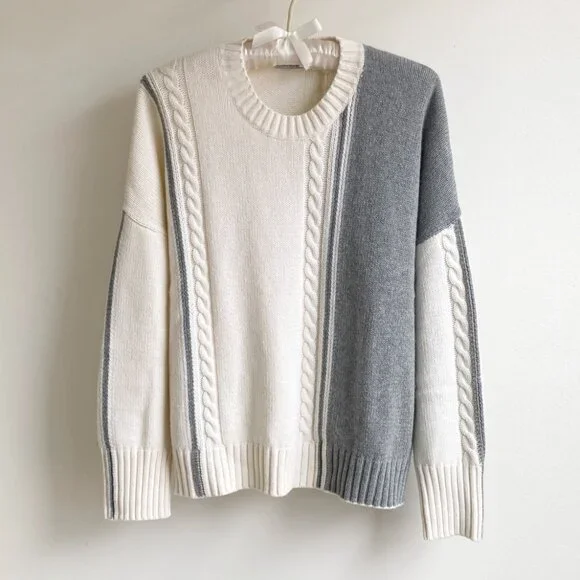 Zaket & Plover Wool Blend Cable Trim Sweater - Picture 2 of 11